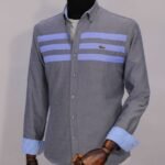 قميص كم قطن تطريز -رماديCH134