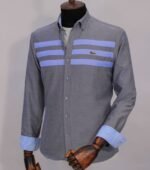 قميص كم قطن تطريز -رماديCH134