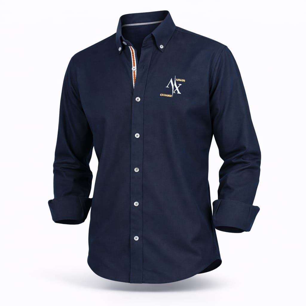 65e93f2c-5fd9-4f18-b00e-d395d4a37f37 قميص كم قطن A.X تطريز -كحليCH153 - الصورة 1