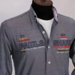 قميص كم قطن تطريز -رماديCH113 - Image 2