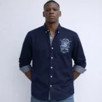 قميص كم قطن تطريز -كحلي CH167