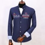 قميص كم قطن تطريز -كحليCH115