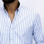 قميص كم مقلم قطن سادة CH106 - Image 2