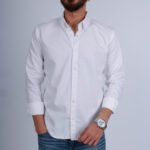 قميص كم قطن E.A تطريز -ابيض CH159