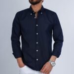 قميص كم قطن E.A تطريز -كحلي CH157