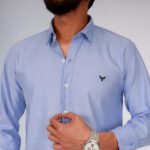 ⁦قميص كم قطن ساده-لبنيCH150⁩ - الصورة ⁦2⁩