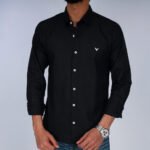 قميص كم قطن ساده-اسودCH149