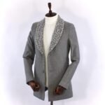 بالطو جوخ - رمادي فاتح -ياقة كول شال فرو - CT101