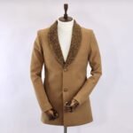 بالطو جوخ - جملي -ياقة كول شال فرو - CT104 - Image 2