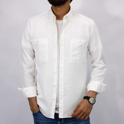 قميص كم قطن شبيكه -ابيضCH144