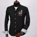 ⁦قميص كم قطن تطريز -اسودCH132⁩ - الصورة ⁦2⁩