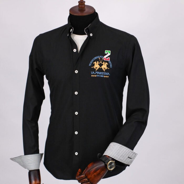 ⁦قميص كم قطن تطريز -اسودCH132⁩ - الصورة ⁦2⁩