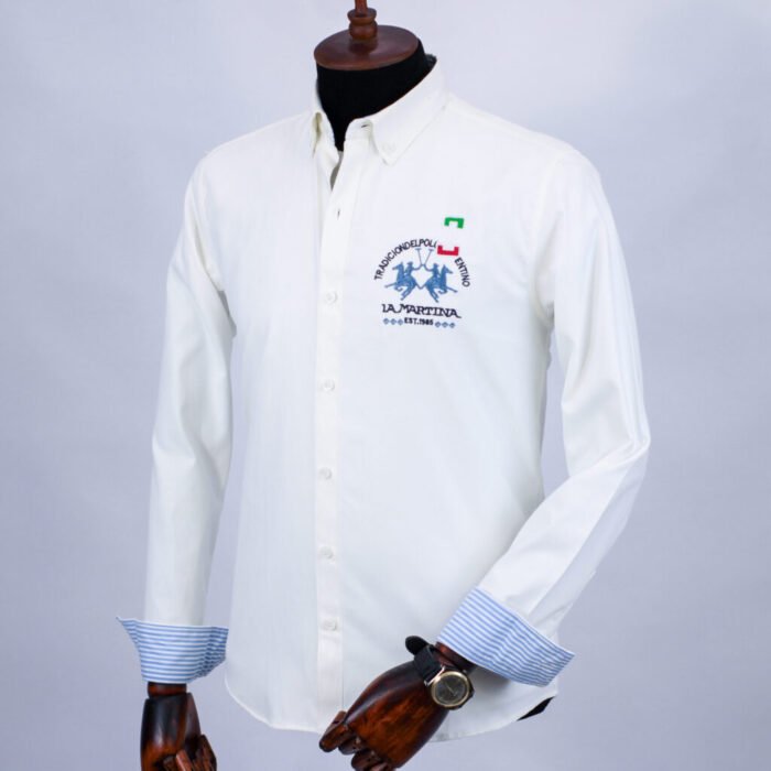 ⁦قميص كم قطن تطريز -ابيضCH131⁩ - الصورة ⁦2⁩