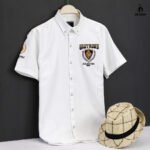 C101Oxford قميص اكسفورد نص كم تطريز ابيض