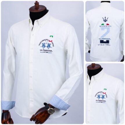 قميص كم قطن تطريز -ابيضCH131