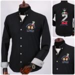 قميص كم قطن تطريز -اسودCH132