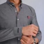 قميص كم قطن تطريز -رماديCH145 - Image 3