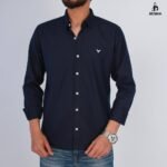 قميص كم قطن ساده-كحليCH151