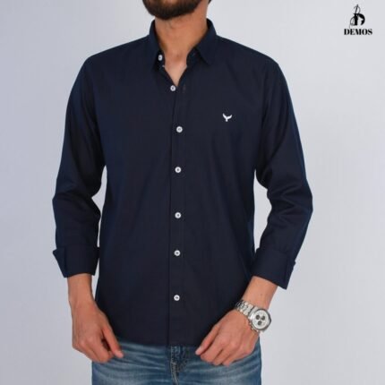 قميص كم قطن ساده-كحليCH151