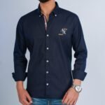 قميص كم قطن A.X تطريز -كحليCH153