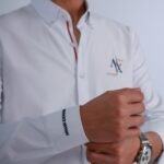 قميص كم قطن A.X تطريز -ابيضCH154 - Image 3