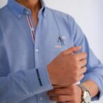 قميص كم قطن A.X تطريز -لبنيCH155 - Image 3