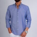 قميص كم قطن E.A تطريز -لبني CH160