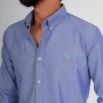 قميص كم قطن E.A تطريز -لبني CH160 - Image 2