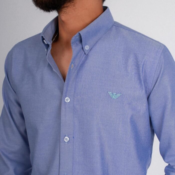 قميص كم قطن E.A تطريز -لبني CH160 - Image 2