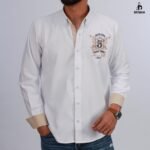 قميص كم قطن تطريز -ابيض CH168