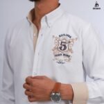 قميص كم قطن تطريز -ابيض CH168 - Image 2