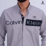 قميص كم قطن تطريز -رمادي CH170 - Image 2