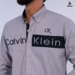 قميص كم قطن تطريز -رمادي CH170 - Image 3