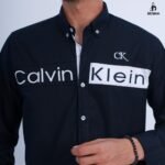 قميص كم قطن تطريز -كحلي CH171 - Image 2