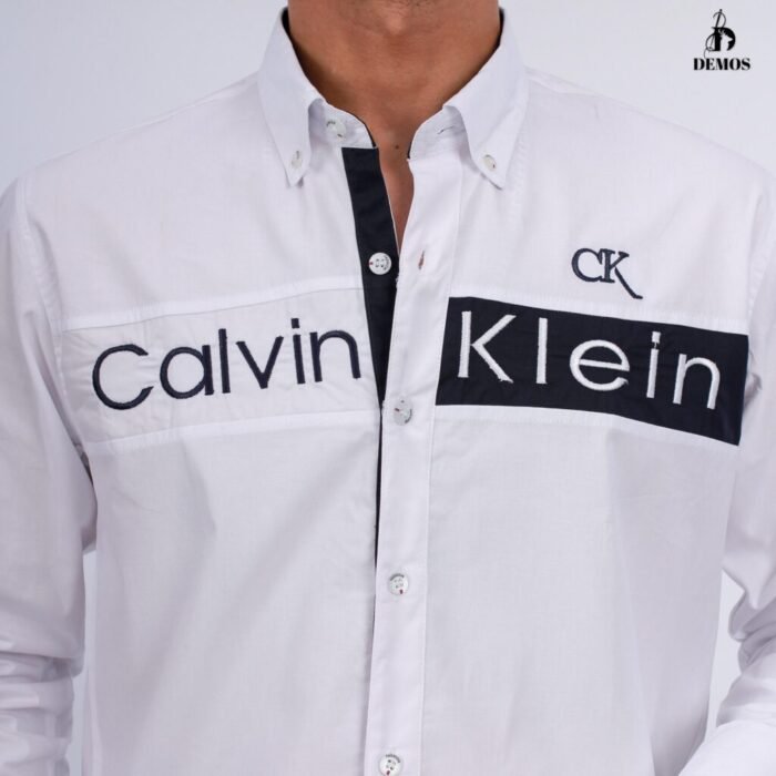 قميص كم قطن تطريز -ابيض CH172 - Image 2