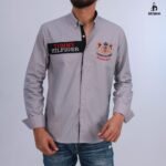 قميص كم قطن تطريز -رمادي CH174