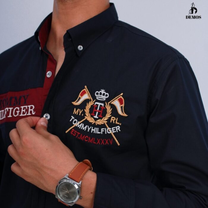 ⁦قميص كم قطن تطريز -كحلي CH176⁩ - الصورة ⁦3⁩