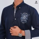 قميص كم قطن تطريز -كحلي CH167 - Image 2