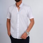 قميص نص كم قطن سادة -ابيض CH180