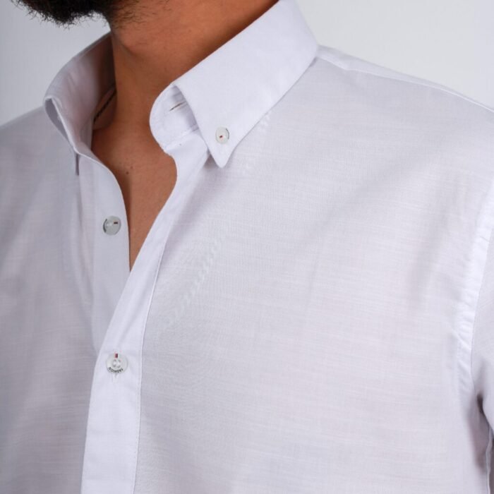 ⁦قميص نص كم قطن سادة -ابيض CH180⁩ - الصورة ⁦2⁩