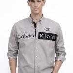 قميص كم قطن تطريز -رمادي CH170