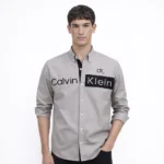 ⁦قميص كم قطن تطريز -رمادي CH170⁩ - الصورة ⁦2⁩