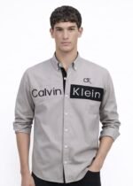 قميص كم قطن تطريز -رمادي CH170