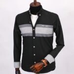 قميص كم قطن تطريز -اسودCH125