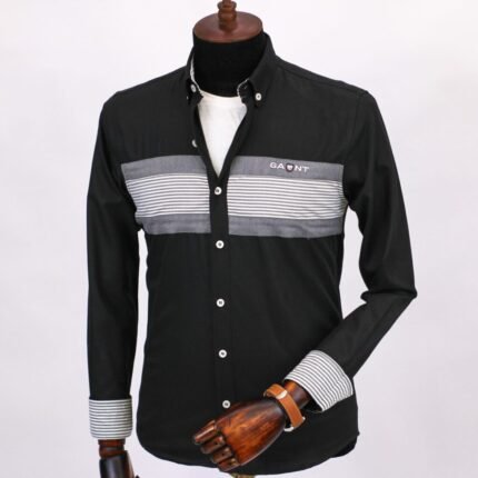 قميص كم قطن تطريز -اسودCH125