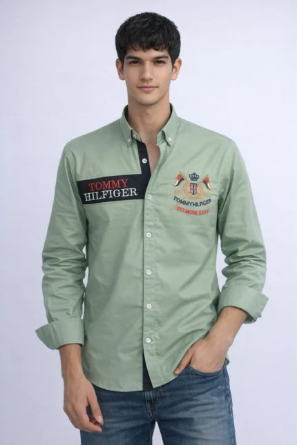 قميص كم قطن تطريز -منت CH173