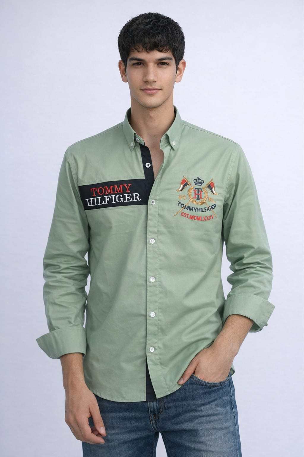 b9061b21-3f4f-4e30-89d9-cb715c327333 قميص كم قطن تطريز -منت CH173 - الصورة 1