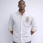 قميص كم قطن تطريز -ابيض CH168