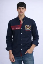 قميص كم قطن تطريز -كحلي CH176