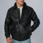 جاكيت جلد ياقه فرو - اسود- JK193 - Image 4